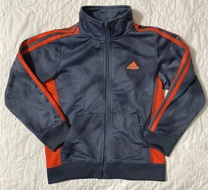 adidas Kids Girl Boy Full Zip Track Jacket Size 6, Gray/Orange - Picture 1 of 5