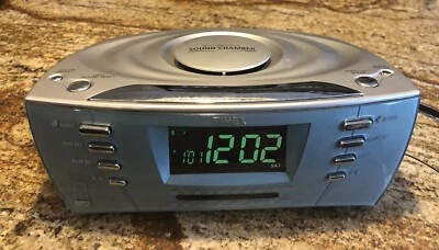 Timex T439S Dual Alarm Clock Radio Multi-Direction Sound Chamber CD MP3 Aux Port - Image 1 of 4