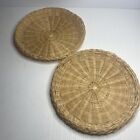Vintage Wicker Bamboo Paper Plate Holders Lot of 2 Picnic Camping for 9" plate