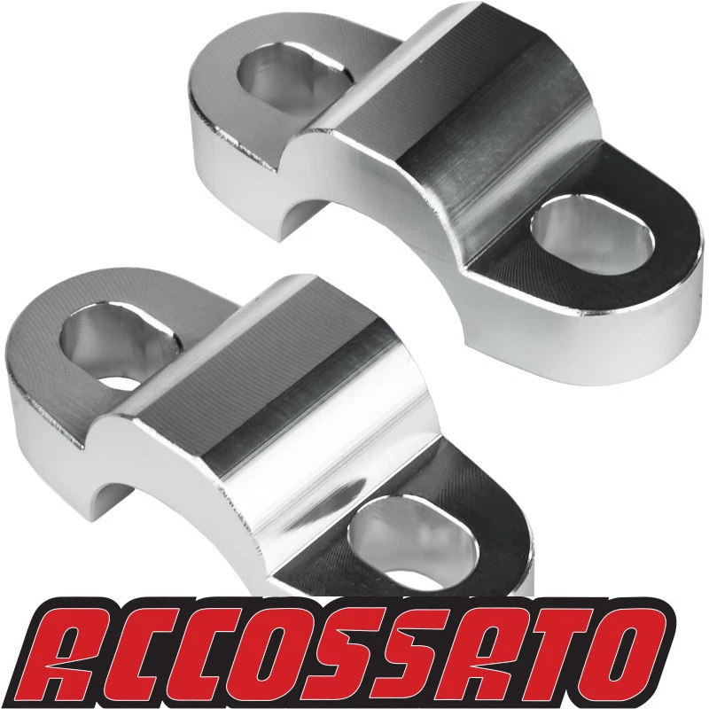 RIALZI +20mm MANUBRIO ACCOSSATO RISERS RK122 DIAMETRO 22 ERGAL CNC ARGENTO - Immagine 1 di 1