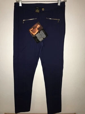 LEGGINGS IMAN FEMININA GLOBAL CHIQUE AZUL MARINHO STRETCH COM ZÍPER NOVA COM ETIQUETAS: TAMANHO 8 - Imagem 1 de 4