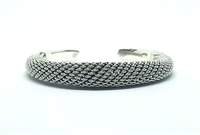 Bracciale Aperto In Argento Sterling 925 Solido Tribale Di Bali Per Uomo - Immagine 1 di 4