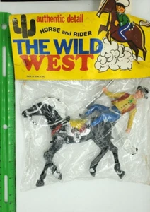 Vintage The Wild West Horse & Rider, Hard Durable Plastic, NOS, 1960s, Hong Kong - Picture 1 of 8