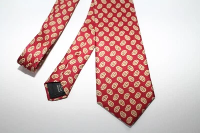Corbata Guy Laroche Seda Roja Paisley Preppy Paris Wall Street 3.5" Ivy League Foto 1 de 4