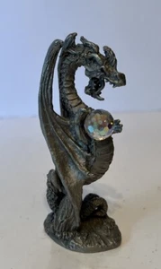 Maurus Gallo Pewter Fantasy Magic Winged Dragon Horns Mini Figurine - Picture 1 of 7