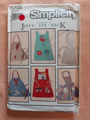 Simplicity 7208 Six Adult Regional Apron Patterns, Appliques Included - Image 1 of 2