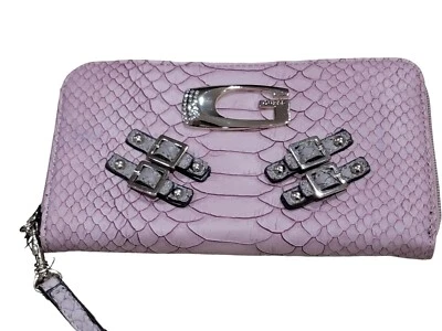 Guess Wallet Women's Faux Snake Skin Pattern Rhinestone Buckles Wristlet NWT - Image 1 of 4