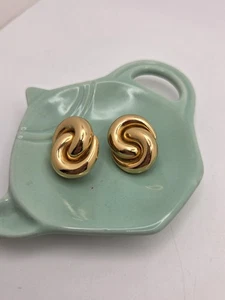 Beautiful 1950's Christian Dior Knot Gold Tone Clip On Earrings Estate Keepsake - Bild 1 von 5