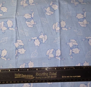Disney Winnie the Pooh Chasing Leaves Bue Craft Sewing Fabric 12" VTG NEW - Picture 1 of 1