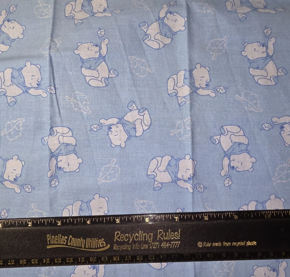 Disney Winnie the Pooh Chasing Leaves Bue Craft Sewing Fabric 12" VTG NEW - Image 1 of 1
