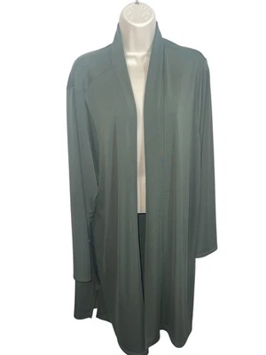 LANDS' END Women's Size 3X Long Length Stretch Cardigan in Green - Image 1 of 4