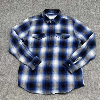 Camisa American Eagle Para Hombre Grande Azul Negro Blanco Franela a Cuadros Abotonada Clásica Foto 1 de 4