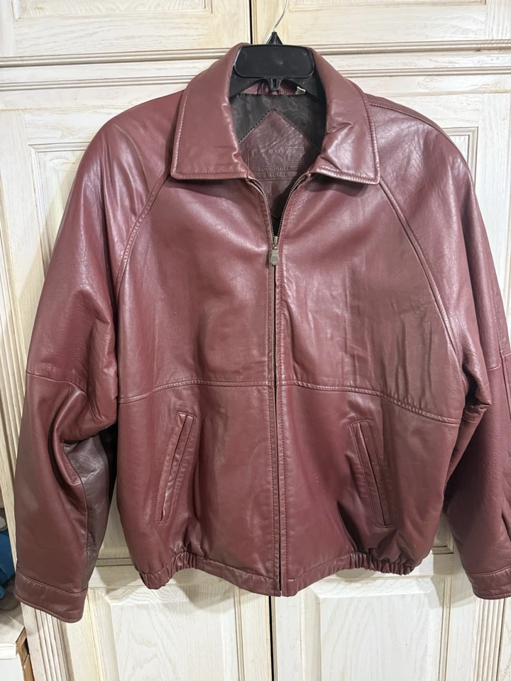 Chaqueta de piel de cordero Roundtree Yorke de colección para hombre grande borgoña roja mantecosa cuero suave Foto 1 de 4