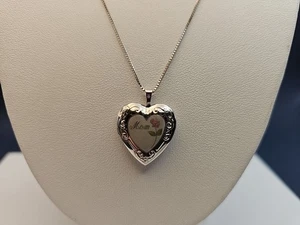 Sterling Silber 925 Herz Blume Mama Medaillon mit 18" Sterling Silber Halskette - Bild 1 von 17