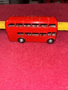 Autobus a due piani rosso pressofuso vintage LoneStar 4" giocattolo - Foto 1 di 8