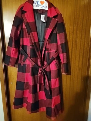 Torrid Size 3 3x NWT buffalo plaid  Long coat With Belt - Image 1 of 4