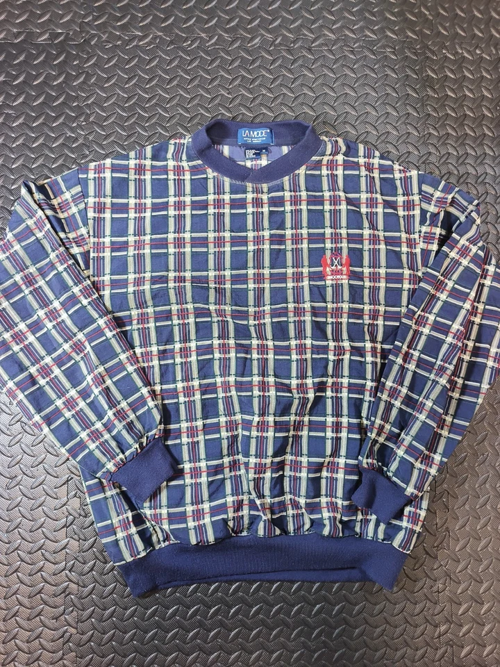 Chaqueta de golf pulóver de nailon a cuadros manga larga La Mode de colección años 90 mediana para hombre  Foto 1 de 4