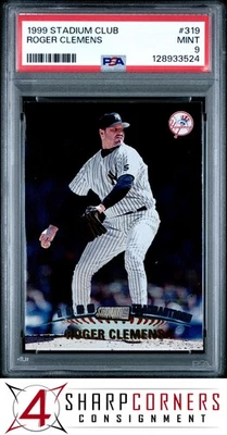 1999 STADIUM CLUB #319 ROGER CLEMENS YANKEES POP 4 PSA 9 - Image 1 of 3