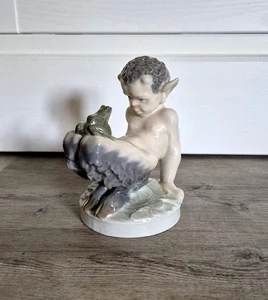 schöne alte Royal Copenhagen Porzellan Figur Faun mit Frosch - 1. Wahl 1923-35 - Bild 1 von 10