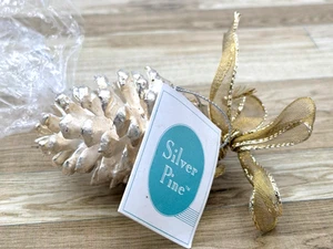 Prosperity Tree Farm Silver Pine Ornament Real Pinecone Dipped Silver NEW! - Picture 1 of 10