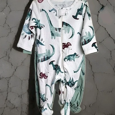 Carter's Just One You - Body Bebé Dinosaurio Paquete de 2 - Cremallera de 3 Meses Nuevo con Etiqueta Foto 1 de 3