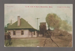 Montevideo MINNESOTA c1910 DEPÓSITO TREN ELEVADOR EN ESTACIÓN C.M. & ST. P. RR MN - Imagen 1 de 2