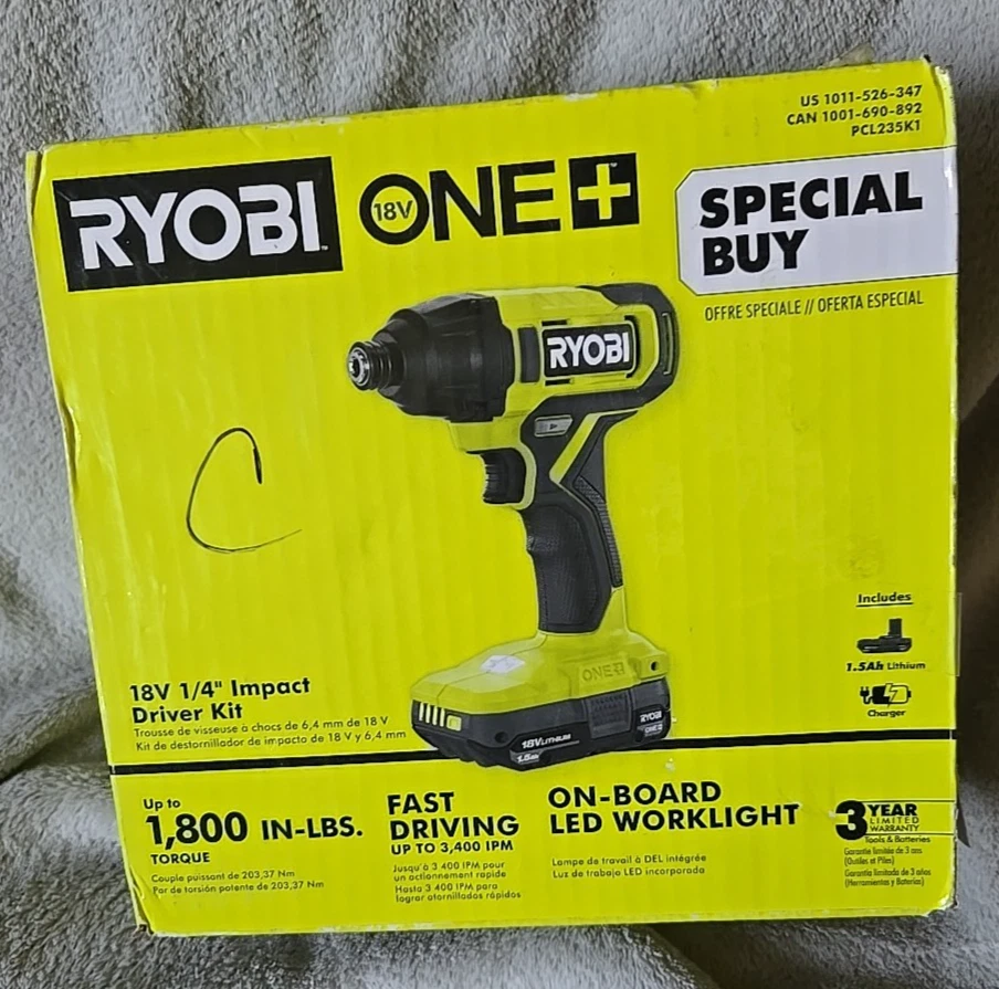 RYOBI One 18V 1/4" Impact Driver Kit 1.5 Ah Battery & Charger PCL235K1 (OB3)