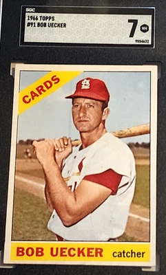 1966 TOPPS #91 BOB UECKER SGC 7 近乎完好名人堂 — 第 1/3 张图片