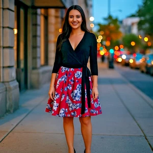 Diane von Furstenberg Schmuck Wickelkleid Gr. 4 schwarz rosa Blumen Seide/Wollmischung - Bild 1 von 10