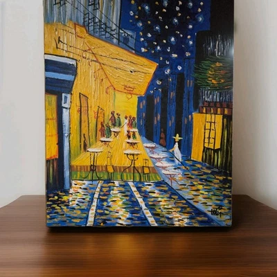 Cafe Terrace At Night Van Gogh Replica Oil Painting Canvas Wall Art Picture - Image 1 of 4