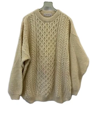 Highland Home Industries Scotland Pure New Wool Aran Cable Knit Sweater L #117 - Image 1 of 4