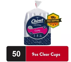 Chinet Crystal Premium Clear Disposable Plastic Cups, 9 oz, Pack of 50 - Picture 1 of 6