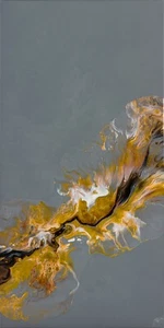 Original painting Print Art Gicklee Gray & Gold fire fly flow Acrylic Painting - Picture 1 of 3