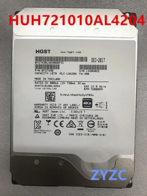 H.G.S.T Ultrastar He10 0F27438 HUH721010AL4204 10TB 3.5 7.2K SAS 12Gb/s 4Kn HDD - Image 1 of 3