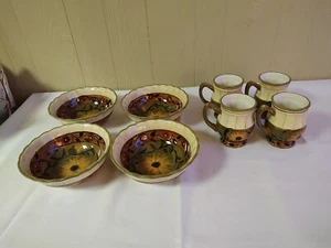 Sunflower (Scalloped Edge) by CERTIFIED INTERNATIONAL 4 bowls & 4 Mugs - Picture 1 of 6