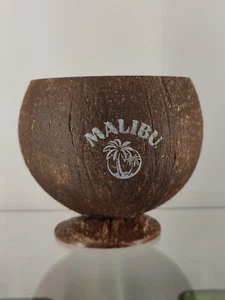 Malibu Rum Coconut Shell Tiki Glass Logo Pub Bar Club Cocktail Collectable - Picture 1 of 4