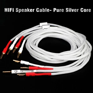 Monosaudio Soft 16 Cores Pure Silver Hifi Speaker Cable Pure Copper Banana Plug - Picture 1 of 19