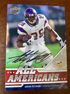 2009 Upper Deck All American Adrian Peterson Autograph Auto /5 - Picture 1 of 3