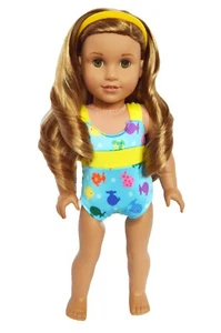 Ropa para muñecas 18" traje de baño pescado multicolor 1 pieza My Brittany Fit AG muñecas - Imagen 1 de 2