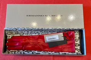 Ermanno Scervino Luxus Leder Handschuhe Damen rot lang neu mit Etikett - Bild 1 von 8