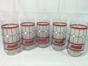 Set (5) Collectible Coca Cola Frosted Stained Glass TumblerTiffany Style 16 oz. - Picture 1 of 3