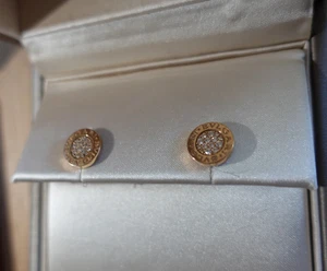 Bvlgari 18kt rose gold pave diamonds earrings - Picture 1 of 3