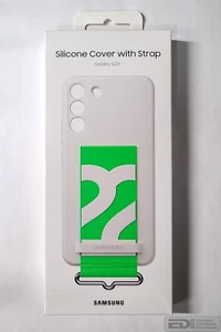 OEM Samsung Galaxy S22+ White Silicone Cover with Green Strap - Photo 1 sur 2