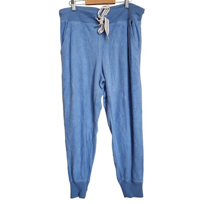 AERIE Fuzzy On High Rise Tapered Fleece Joggers Blue sz M American Eagle Lounge - Image 1 of 4