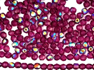 600 Preciosa Czech Glass Fire Polished Round Beads 3mm Crystal Pink Flare AB ctd - Picture 1 of 4