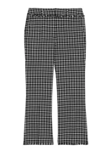Weekend MaxMara Valico Fringe-Trim Plaid Cropped Pants Black White - Picture 1 of 12