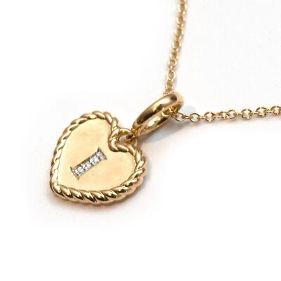 Collar DAVID YURMAN Nuevo Corazón Inicial Dije I Oro Amarillo 18K y Diamantes 18" Foto 1 de 4