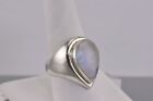 Sterling Silver 24mm Teardrop Pear Moonstone Statement Band Ring 17g 925 Sz: 9