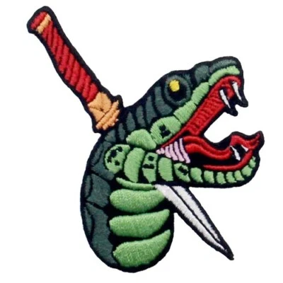 Snake Dagger Embroidered Patches Iron Sew On Patch transfers Badge applique 662R - Image 1 of 4