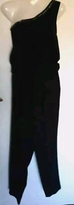 SIZE 40 (18" PIT TO PIT,BLACK, VINTAGE,ONE SHOULDER JUMPSUIT -CLOCKHOUSE @ C&A@ - Picture 1 of 15